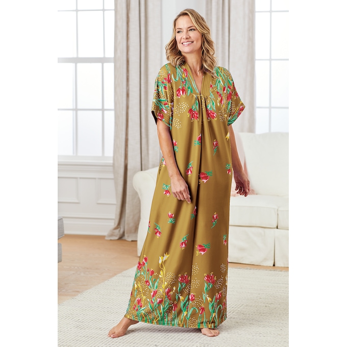 Trapunto Trim Caftan, , large