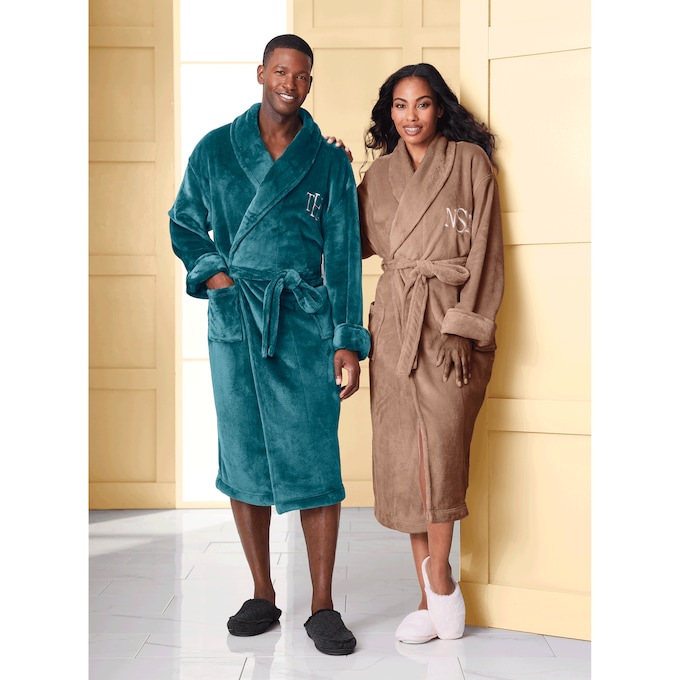 Unisex Plush Fleece Robe with Monogram Personalization Option, , large