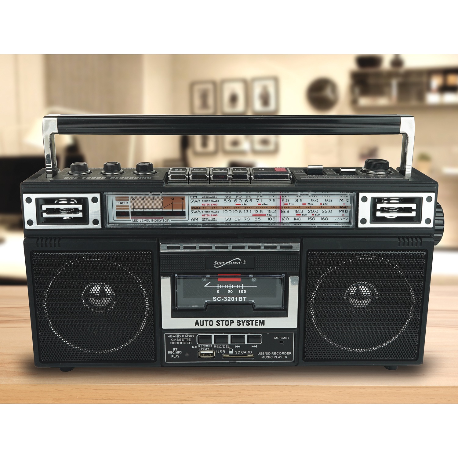 Supersonic 4-Band Radio and Cassette Player with Bluetooth | Dr