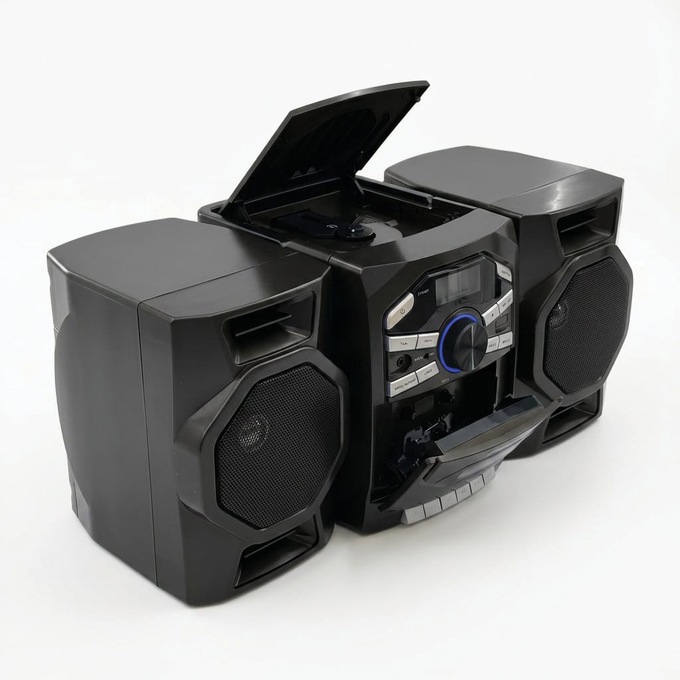 Emerson Portable CD/Cassette Stereo Boom Box, Black, large