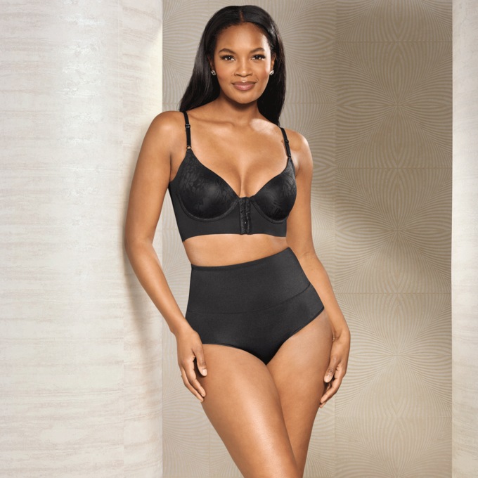 High-Waist Bottom Booster Padded Butt-Enhancing Panty with Tummy Control, , large