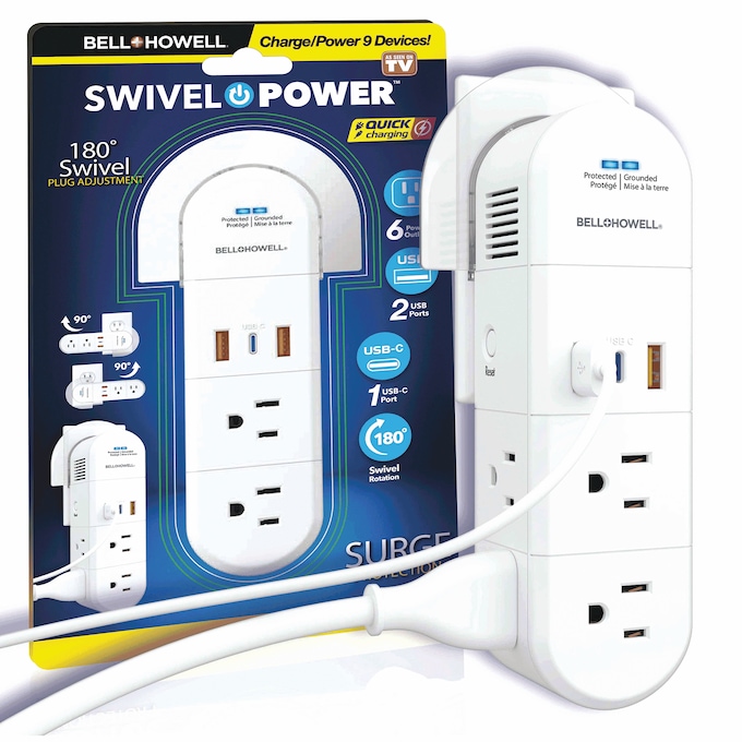 Bell+Howell 180&deg; Swivel Power with Surge Protection, , large