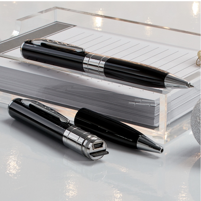 Spy Camera/Voice Recorder Pen, Silver Black, large
