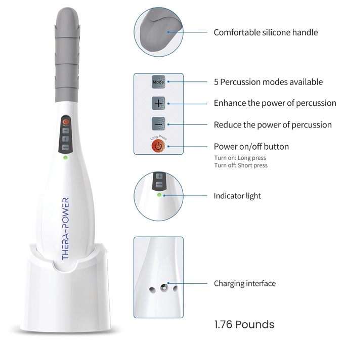 Cordless Rechargeable Handheld Massager with Attachments, , large