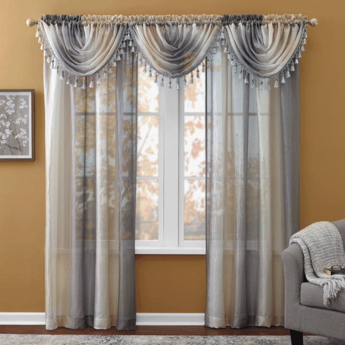 Ombr&eacute; Tasseled Waterfall Valance, , large
