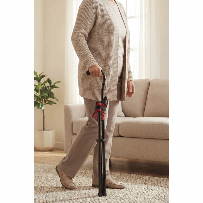 Walking Cane Seat with Carrying Bag, Red, large