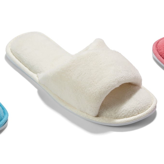 Women's Terry Slipper, Soft White, large