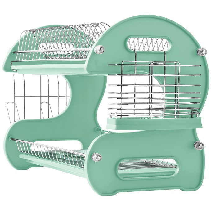 Space-Saving 2-Tier Dish Drying Rack with Utensil Holder, , large