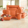 16-Piece Modern Square Dinnerware Set in Solid Colors, Sunset Orange, large