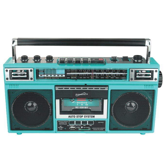 Supersonic 4-Band Radio and Cassette Player with Bluetooth, , large