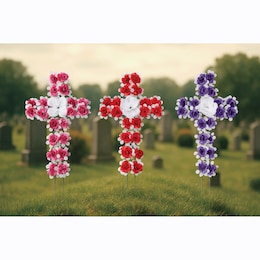 Outdoor Floral Cross Arrangement, , large
