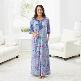 Cora Print Knit Robe, , large