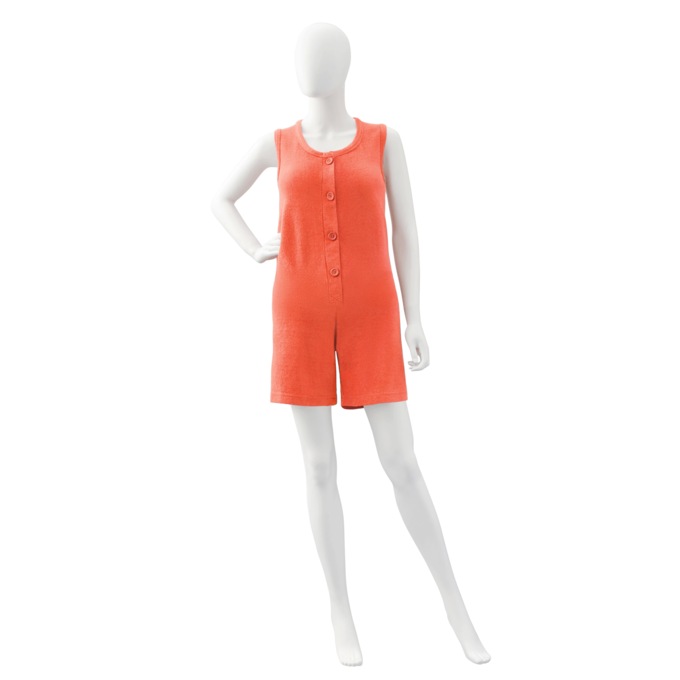 Button-Front Terry Romper, , large