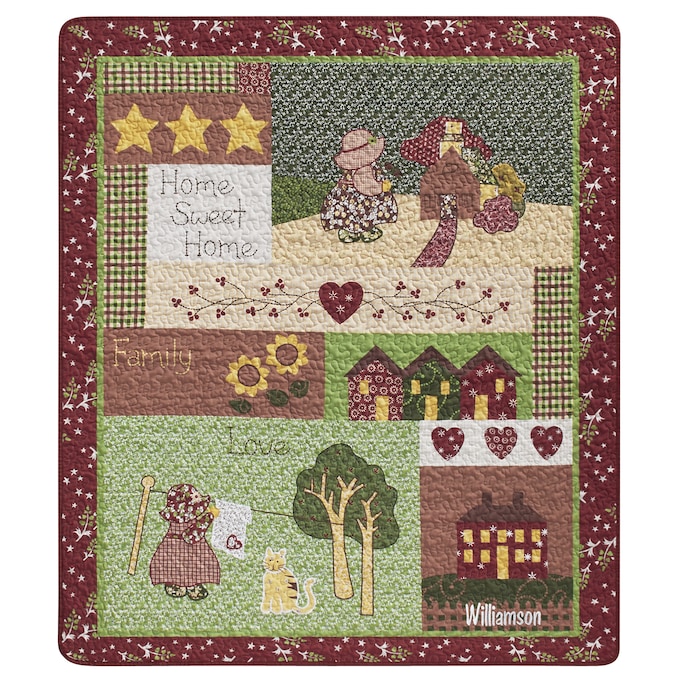 Home Sweet Home Embroidered Quilt, , large