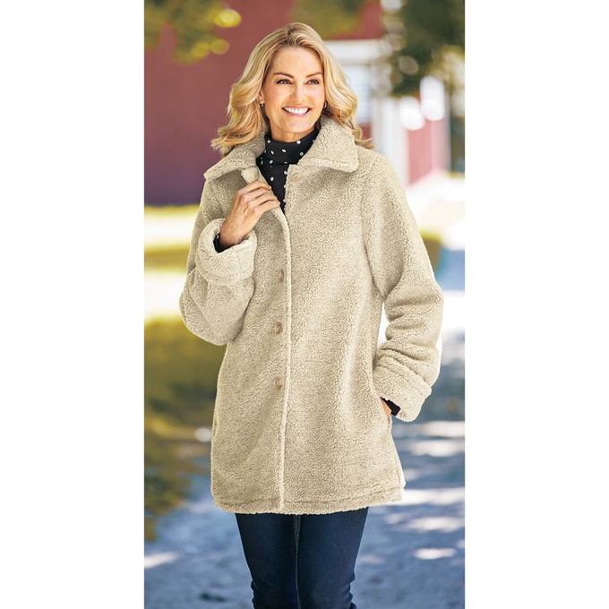 Short Berber Coat, Oatmeal, large