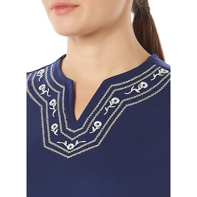 Embroidered Capri Set, Navy, large
