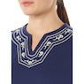 Embroidered Capri Set, Navy, large
