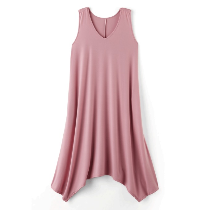 Handkerchief Hem Lounging Dress, Coral, large