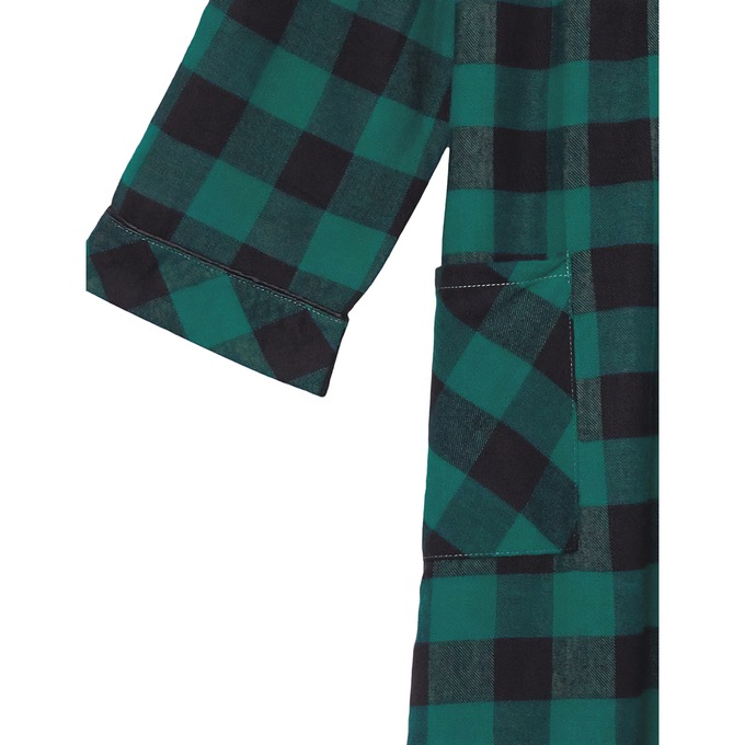 Flannel Snap-Front Duster, Green, large