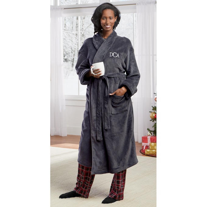 Unisex Plush Fleece Robe with Monogram Personalization Option, , large