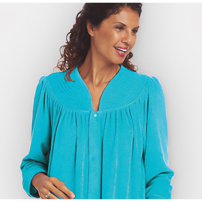 Snap-Front Long Terry Robe, Tropical Green, large