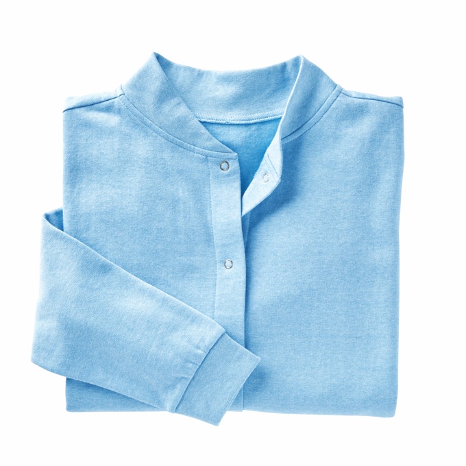 Snap-Front Cardigan, Heathered Blue, large