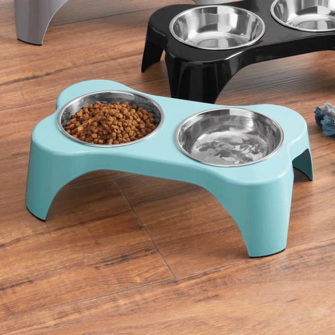 Elevated Feeder Pet Bowl, Teal, large