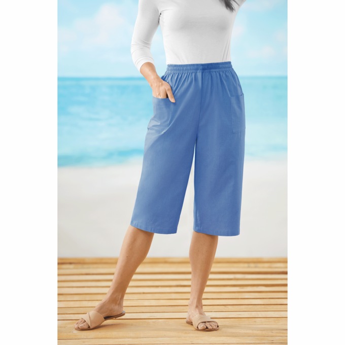 Easy Pull-On Capri, Blue, large