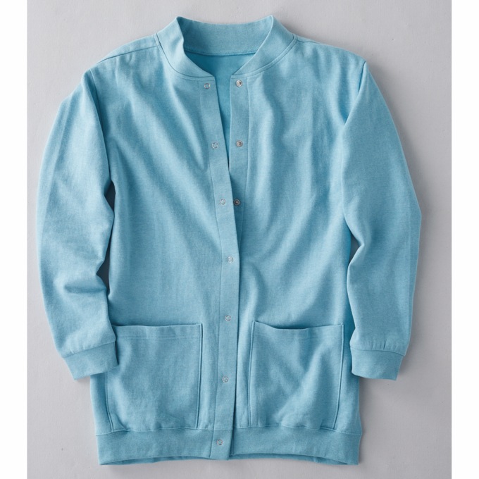 Snap-Front Cardigan, Heathered Blue, large