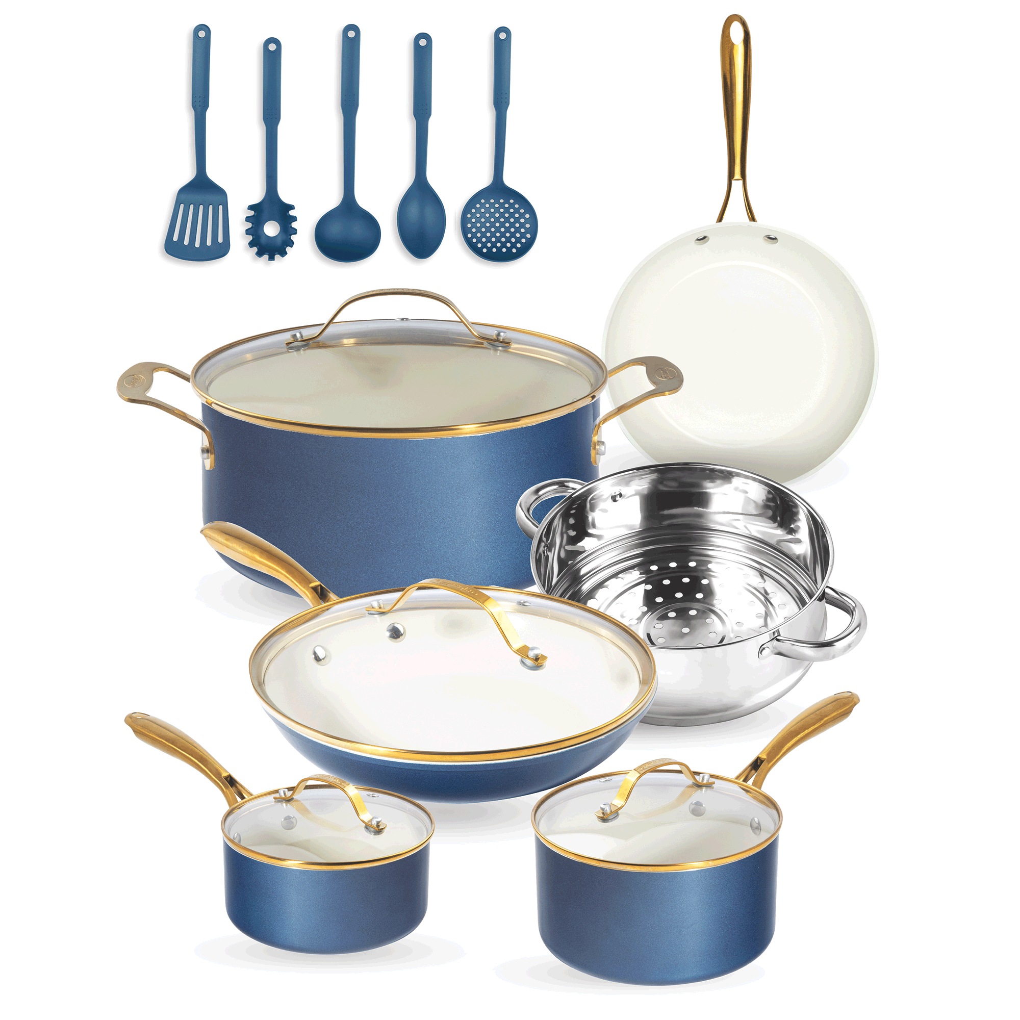 Gotham Steel Natural 15-Piece Ceramic Nonstick Cookware Set, , large
