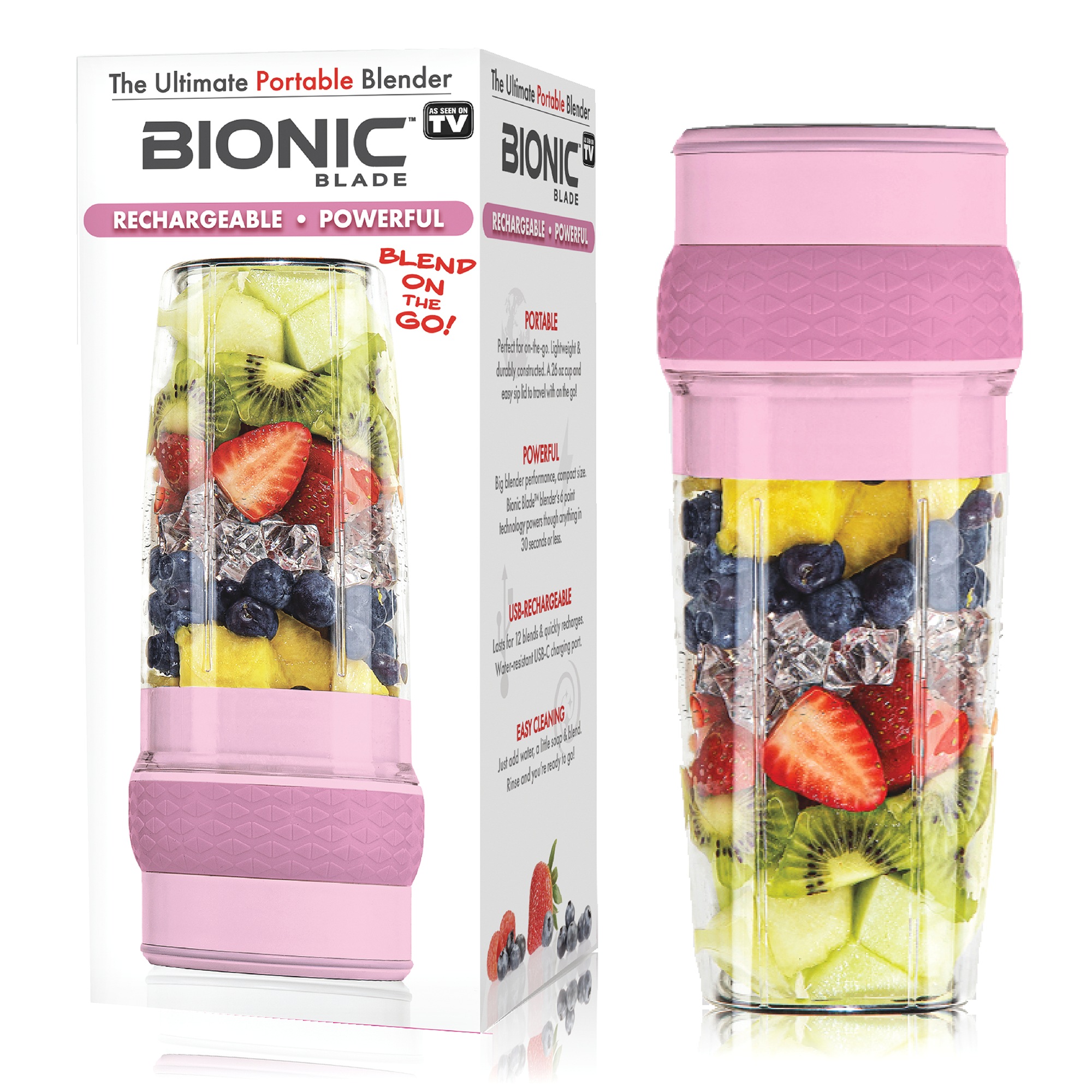 Bionic Blade Portable Blender, Pink, large
