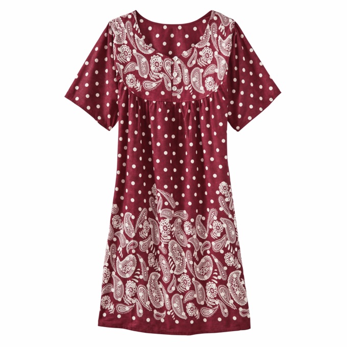 Border Print Patio Dress, Red Paisley, large