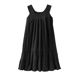 Crinkle Cotton Tiered Dress, , large