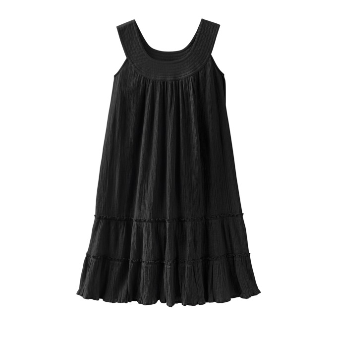 Crinkle Cotton Tiered Dress, , large