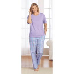 Solid/Plaid PJ Set, , large