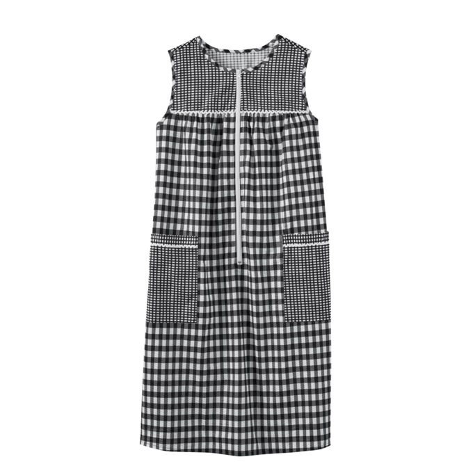 Zip-Front Seersucker Duster, Black, large