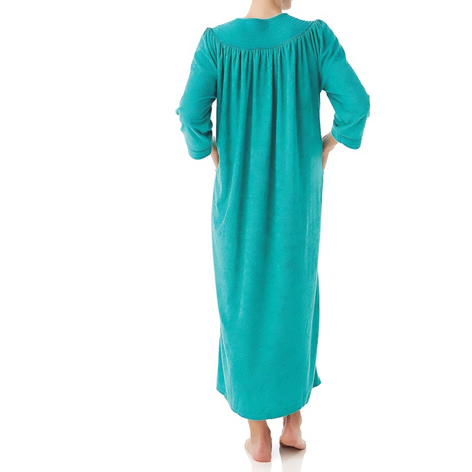 Snap-Front Long Terry Robe, Tropical Green, large