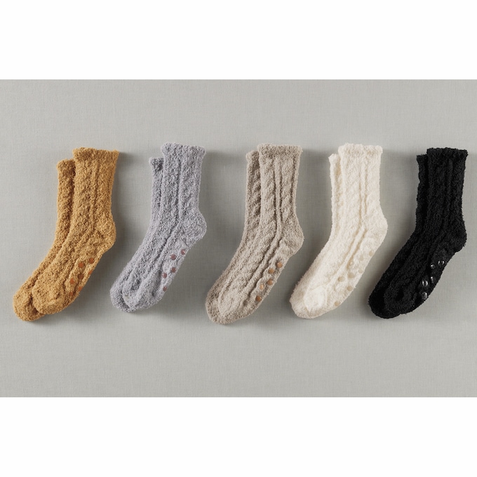5-Pair Cozy Knit Gripper Socks, , large