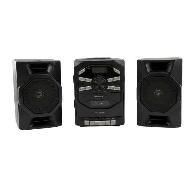 Emerson Portable CD/Cassette Stereo Boom Box, Black, large