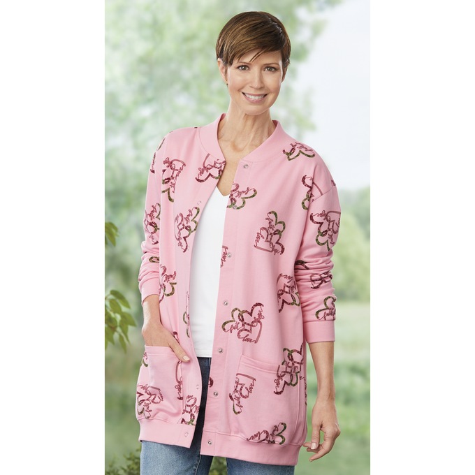 Snap-Front Cotton-Blend Women's Cardigan, , large
