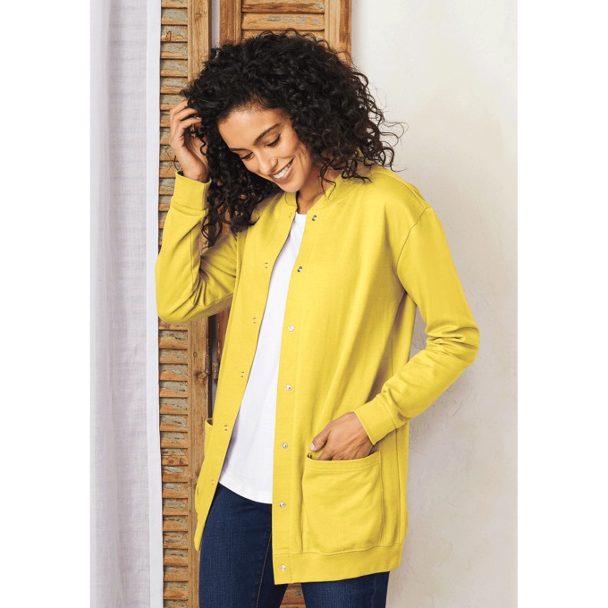 Snap-Front Cotton-Blend Women's Cardigan, , large