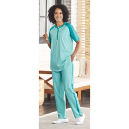 Short-Sleeve Henley Baseball Tunic, Seaglass Ceramic, large