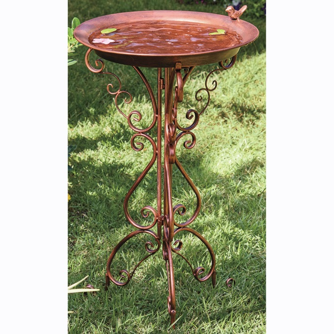 Bronze Scroll Bird Bath, , large