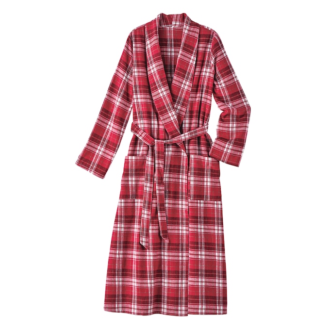Men's Flannel Wrap Robe, , large