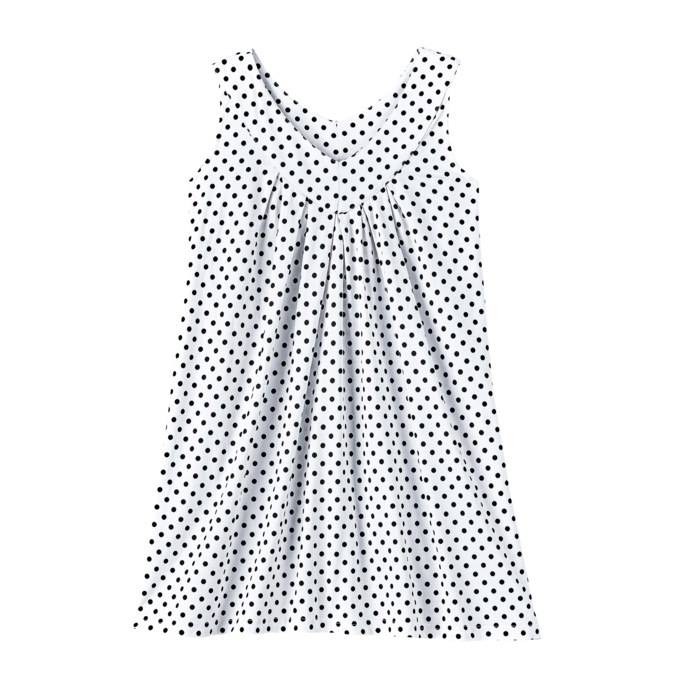 V-Neck Tunic Tank - Solid, White Black Dot, large