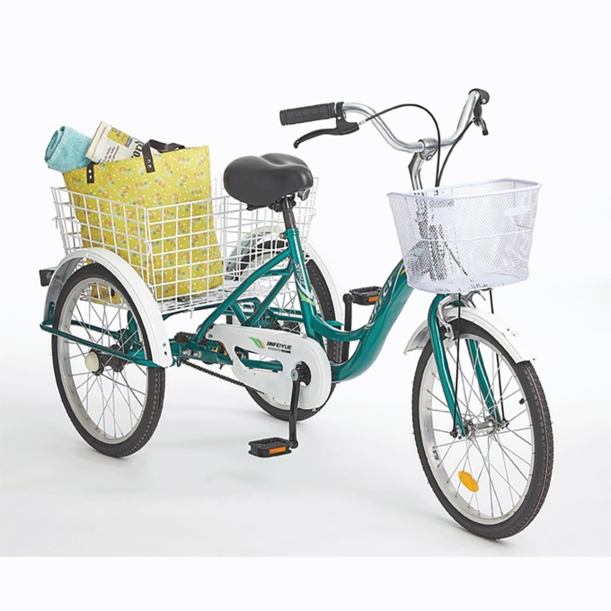 Adult Tricycle with Two Baskets, Green, large