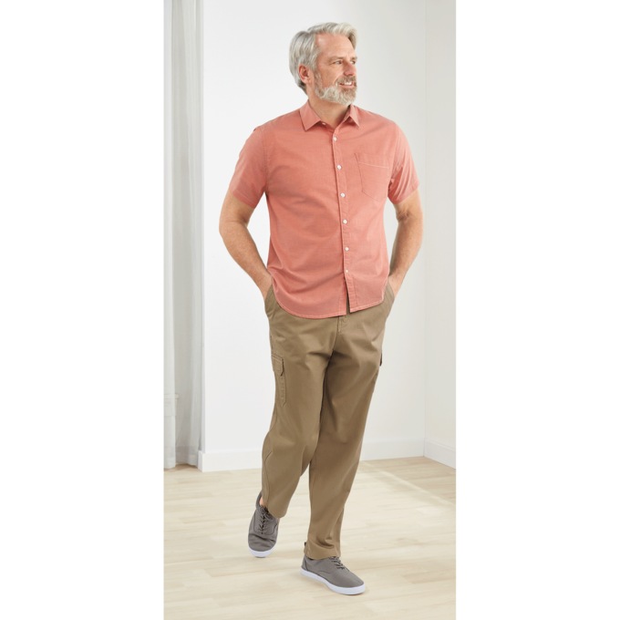 Men's Short-Sleeve Button-Up Shirt, , large