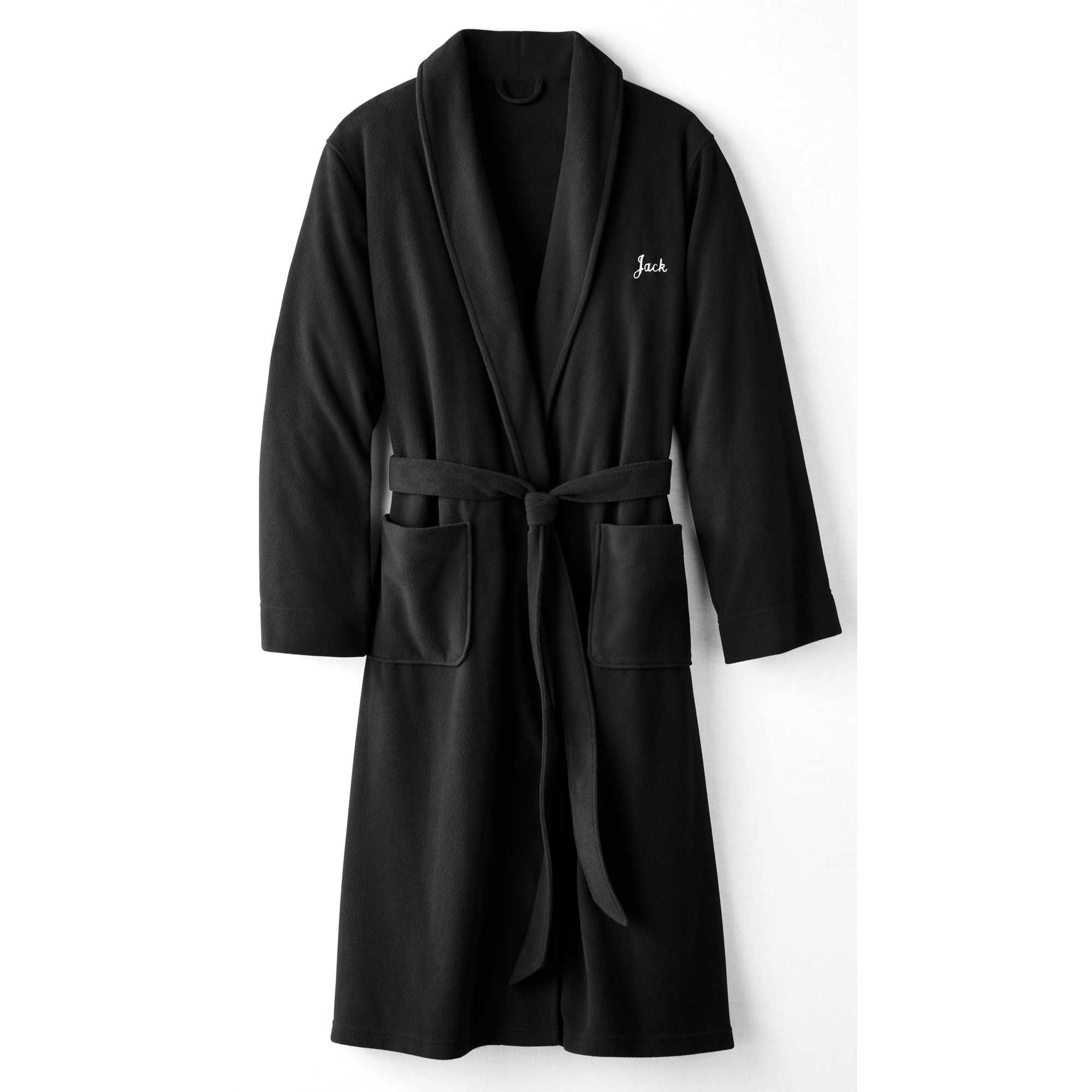 Personalized Fleece Robe, Black, large