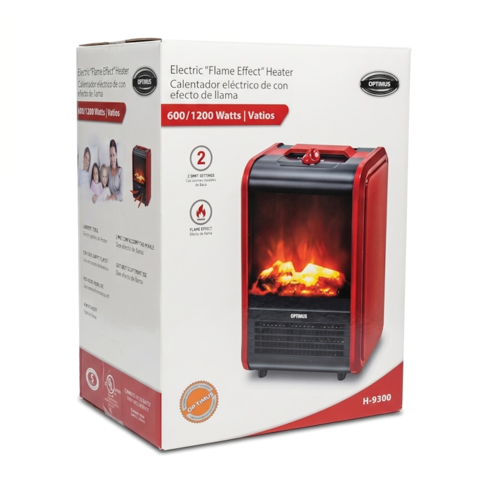 Optimus Mini Ceramic Fireplace, Red, large