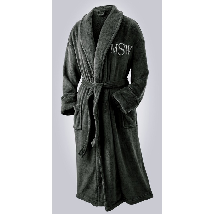 Unisex Plush Fleece Robe with Monogram Personalization Option, , large
